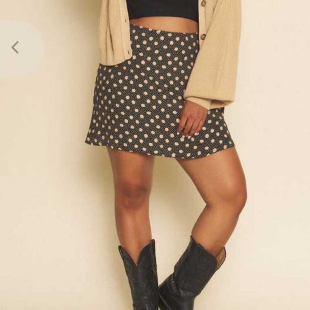 NWT Whimsy + Row Black Skirt with Beige Polka Dot Print - Picture 2 of 10